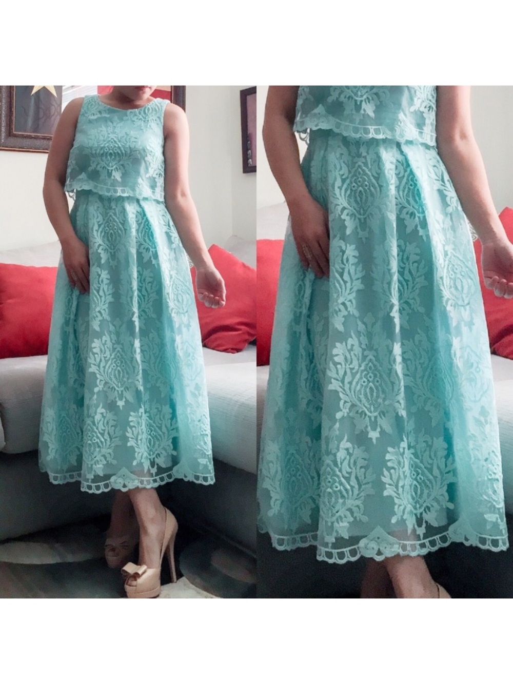 Gorgeous Betsy & Adam Baby Blue Lace Dress size 12